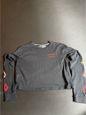 Volcom Black Long Sleeve Graphic Top Streetwear Y2K Sporty